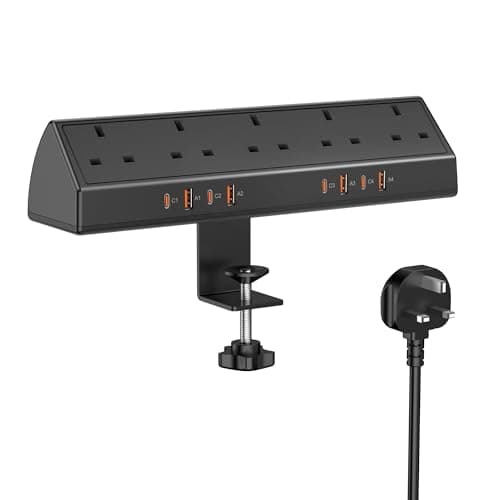 Jgstkcity Desk Clamp Power Socket, 65W USB-C Extension Lead, Black