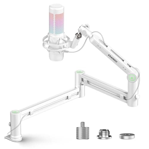 Microphone Arm,Aokeo AK-58i Desk Low Profile Mic Boom Arm Stand,Suitable For Blue Yeti,Snowball iCE,HyperX QuadCast,SoloCast,Elgato Wave,Etc（White）
