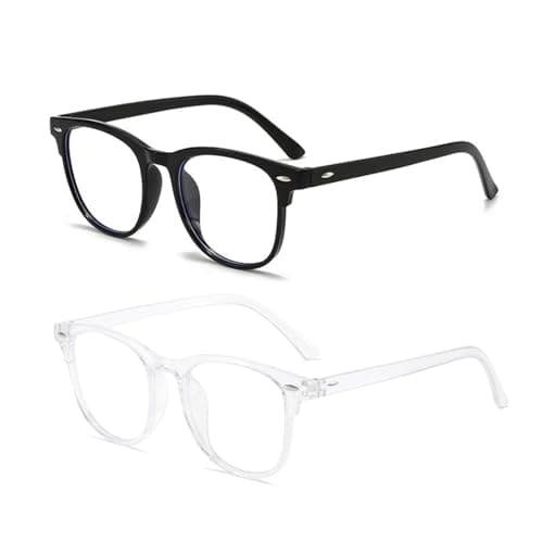 KEYRI 2 Pack Blue Light Blocking Glasses Reading Glasses Slim Round Frame