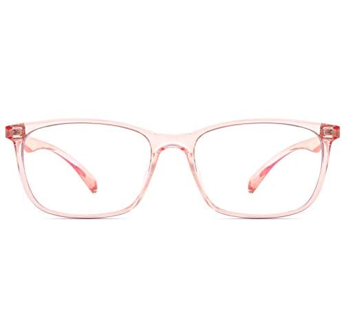 ANRRI Blue Light Blocking Glasses Lightweight Eyeglasses Frame Filter Blue Ray Computer Game Glasses, Pink, Large