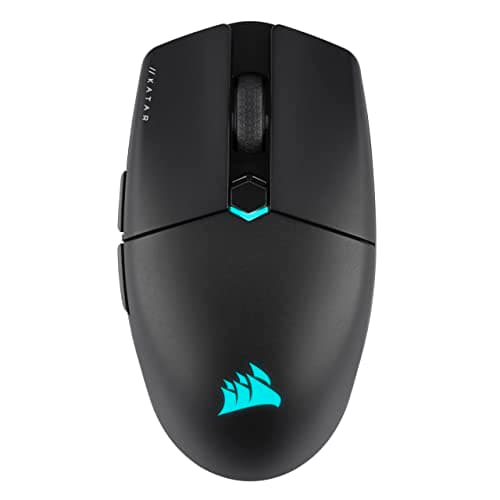 Corsair KATAR ELITE WIRELESS Ultra-Light FPS Gaming Mouse – 10,000 DPI – Symmetric Shape – Up to 110hrs Battery – iCUE Compatible – PC, PS5, PS4, Xbox – Black | Ultralight, MARKSMAN Optical Sensor, Sub-1ms SLIPSTREAM WIRELESS Connection, Up to 110 hours Rechargeable Battery Life