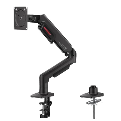 KOORUI Single Monitor Arm, Gas Spring Height Adjustable Fits 17-32", VESA | Ergonomic, 75x75 100x100mm, ±72° Tilt, 360° Swivel, 360° Rotate, Clamp/Grommet Mount, Holds 2-9kg, Cable Management
