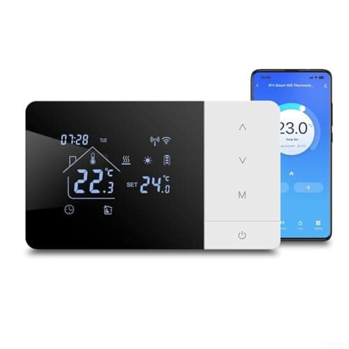 Wifi Thermostat For Tuya for Smart-Life APP, Programmable Thermostat Temperature Controller With Remote Control, Voice Control, Child Lock For Gas Boilers(for battery type)