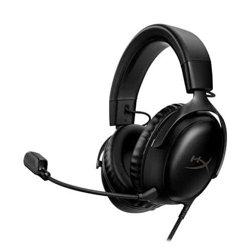 HyperX 727A8AA Cloud III – Wired Gaming Headset, PC, PS5, Xbox Series X|S, Angled 53mm Drivers, DTS, Memory Foam, Durable Frame, Ultra-Clear 10mm Mic, USB-C, USB-A, 3.5mm, Black