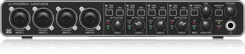 Behringer UMC404HD Audiophile 4x4, 24-Bit 192 kHz USB Audio/MIDI Interface with Midas Mic Preamplifiers for Recording Microphones and Instruments