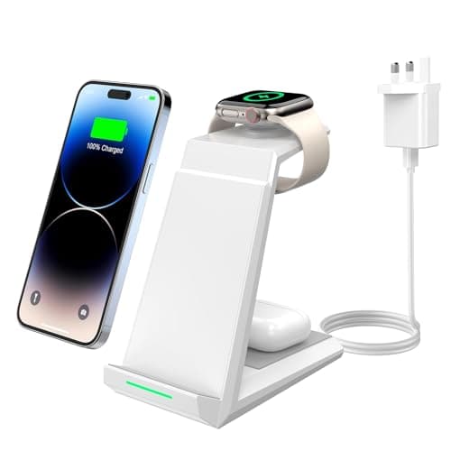 ADADPU Wireless Charger 3 in 1, Charger Stand for Multiple Devices White