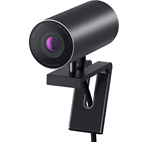 Dell 4K UHD Webcam WB7022, Sony Sensor, Teams Certified | Privacy Cap, 90° Field of View, Autofocus, AI Auto Framing, Webcam Mount, Video Noise Reduction, Dell Peripheral Manager