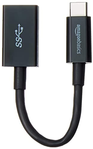 Amazon Basics USB 3.1 USB-C to USB-A Female Adapter Cable Converter, 5Gbps High-Speed, USB-IF Certified, for Laptops, Tablets, Phones (iPhone 16/15), Black