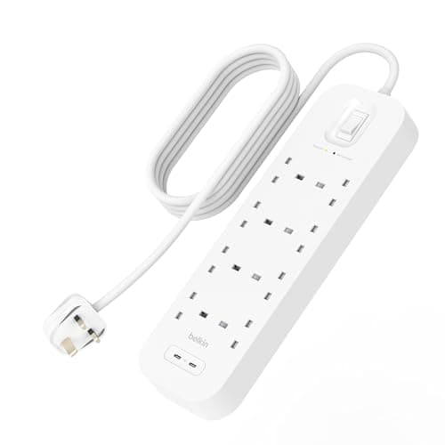 Belkin 8-Outlet Surge Protector Power Strip with 2 USB-C Ports, 2m Cord