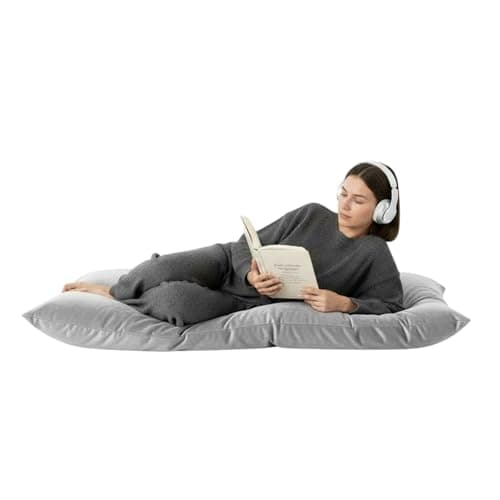 Kosiproducts Beanbag Floor Cushions Pillow Plush Velvet 100% Soft Polyester-Silver-84x65