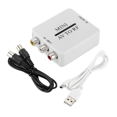 Nicear Bidirectional RCA/Composite AV To RF Modulator Converter AV2 Adapter PAL/NTSC/SECAM To PAL/NTSC TV System Compatible with DVD/VCR/PS/Projector (White, Plug and Play)