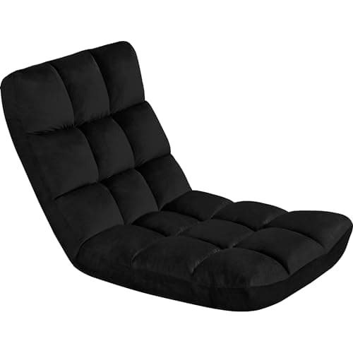 Yaheetech Adjustable Floor Chair with Back Support for Living Room, Black