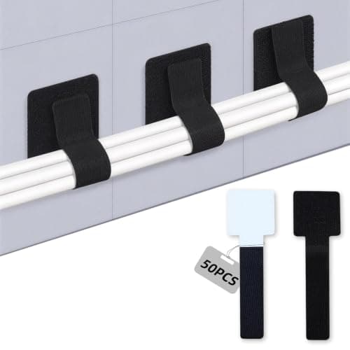 50 PCS Under Desk Cable Management Kit, Self Adhesive Cable Tidy Clips with Cable Ties, Wire Tidy for Cables, Cable Management for PC, TV, Router and Home Office (Black)