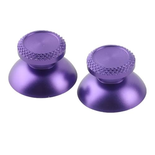 Asixxsix Metal Thumbstick Replacement, 2Pcs Aluminum Alloy Analog Grips Stick, Metal Joystick Thumbsticks with Textured for Handheld Game Console Controller (Purple)
