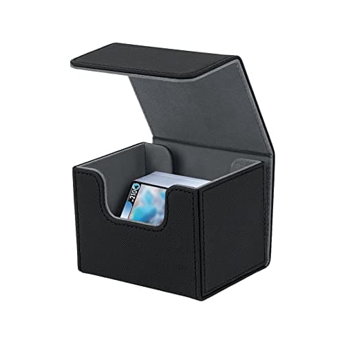Mcbazel PU Leather Deck Box Holder for MTG & TCG Cards - Storage Case Fits 100+ Single Sleeved Cards, Black (gf-020454)