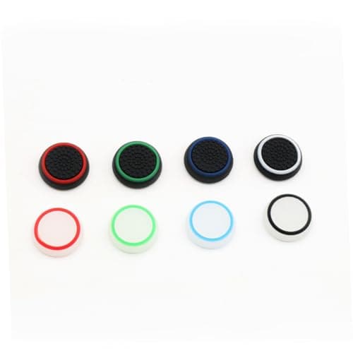 SHINEOFI 2pcs Silicone Thumb Grips Cover for Game Controllers, Joystick Covers for Analog Sticks, Anti-slip Grip Caps, Protects Sticks, Black with Red Ring