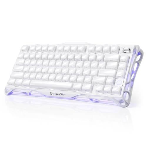 GravaStar Mercury K1 Mechanical Keyboard with Aluminium Frame, 75% Wireless Gaming Keyboard, Hot Swap Custom Keyboard with Button, Gasket, RGB Tri-Mode Keyboard, PBT Keycaps, 8000 mAh White