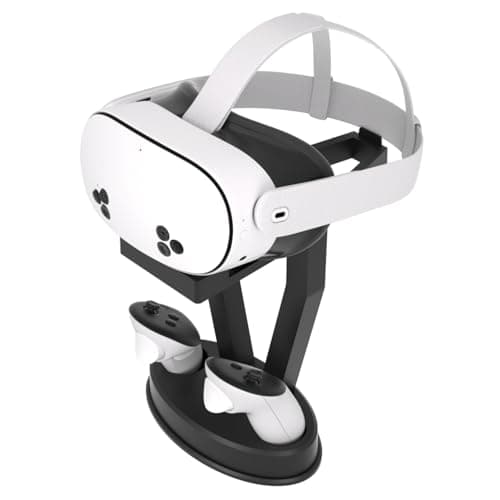 Digicharge VR Headset Stand for Oculus Meta Quest 3S / Quest 3 / Quest 2 / PS VR Display Mount Station for Headset and Touch Controllers, VR Storage Holder Stand with Base for Controllers