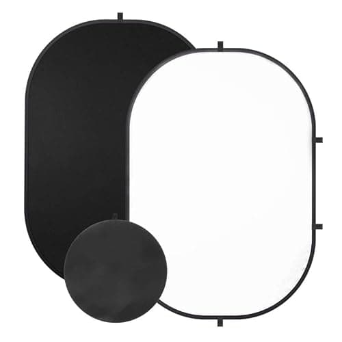 SEDGEWIN White Black Photography Backdrop, 3x5ft/100x150cm Double-Sided Pop Up Collapsible Background Panel Reversible Muslin Chromakey Screen with Carry Bag for TikTok YouTube Video Live Streaming