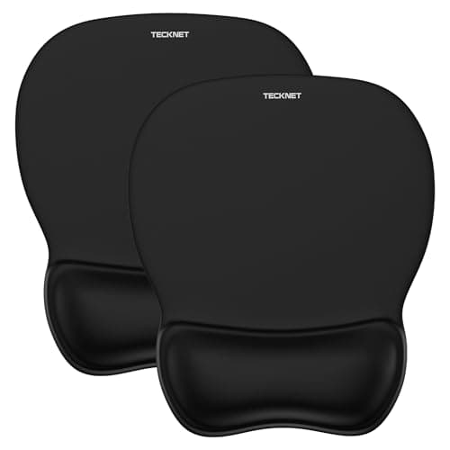 TECKNET Mouse Mat Wrist Support, 2 Pack Gel Ergonomic Mouse Pad - Black