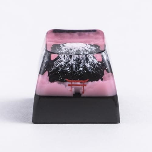 REDQIN Artisan keycap – Mount Fuji Sakura Custom Keycaps Esc Resin Handmade Keycaps for Cherry MX Switch Keyboards