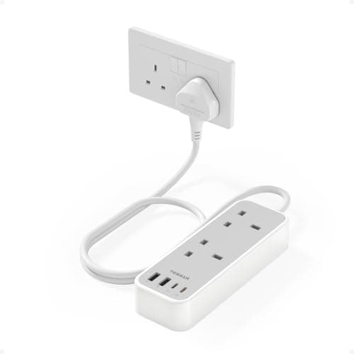 TESSAN 1M Travel Extension Lead with PD 20W USB C Charger (4 USB Slots)