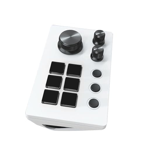 VBESTLIFE Customizable Stream Controller, 6 LCD Keys 3 Knobs 3 Scene Buttons Macro Keypad, with Type C Interface for Media Control Gaming Streaming (White)