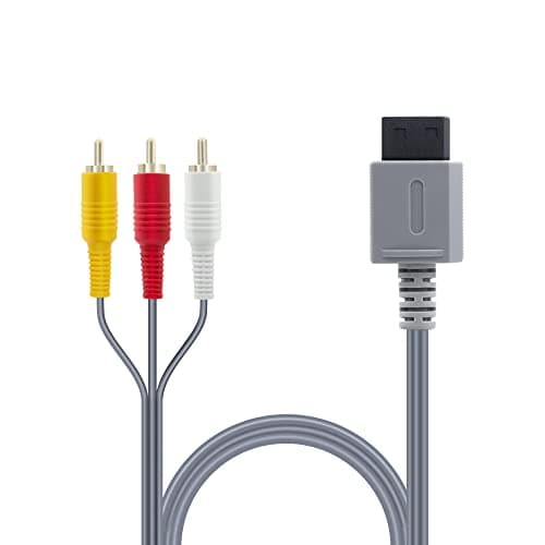 Mcbazel 1.8M composite AV cable for Wii & Wii U. Plug-and-play with colour-coded RCA connectors. Stereo audio + video