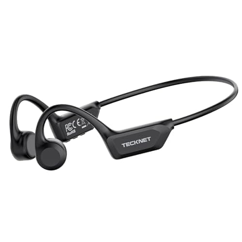 TECKNET Bone Conduction Headphones Bluetooth 6.0, Open Ear Headphones, IPX5 Waterproof Bluetooth Earphones Wireless, 10H Playtime Sports Earbuds for Running GYM Cycling Workout Hiking, Black