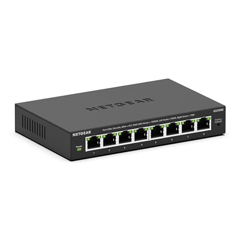 NETGEAR 8 Port Gigabit Switch (GS308E) | Managed Network Switch | Ethernet Splitter | Desktop or Wall Mount