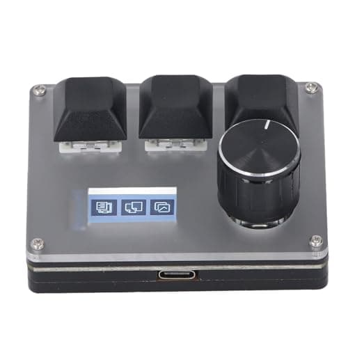TIKATARER Custom Keyboard Acrylic, 3 Keys Small Keyboard with Knob RGB Light, Hot Swap and 0.96 Inch LCD Screen, Wired Macro Keypad for Office Editing, Gaming Streaming