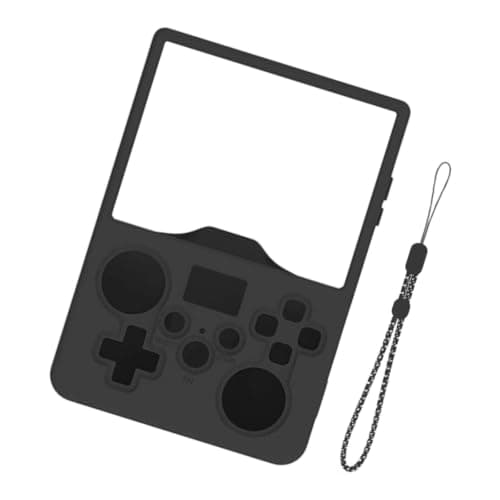 Silicone Wrap Case for R36MAX2 Handheld Game Console, Access-Preserving Sleeve with Rear Grip Texture Detail Handheld Console Silicone Case Full Wrap Cover Textured Grip Shell Clean Cutout Wrist Strap
