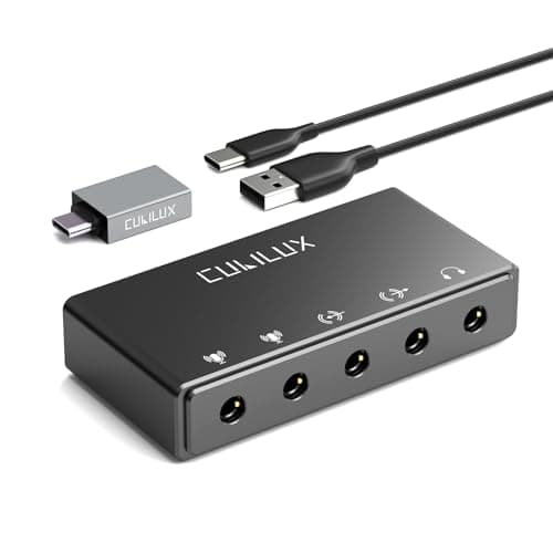 Cubilux CB5 USB Audio Interface, 5 In 1, 96 kHz / 24 Bit, for Recording | Provides 2 stereo mic inputs, line in, line out and headphone monitoring for Windows and Mac recording or streaming