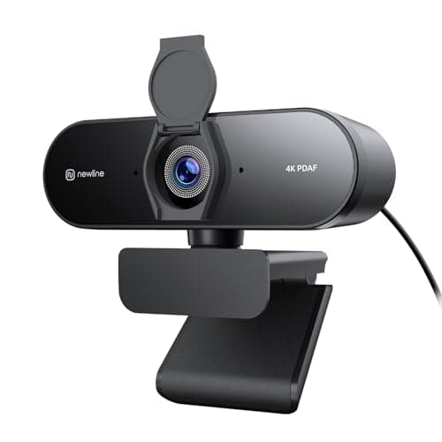 N newline 4K Webcam for PC, 4K 30FPS & 1080P 60FPS, Fast PDAF Autofocus, Dual Microphones, Auto Light Correction, Privacy Cover, USB Plug & Play Streaming Camera for Laptop, Zoom, Teams & Video Calls