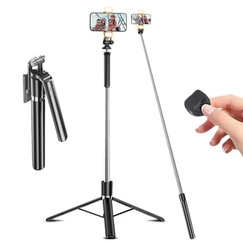 Phone Tripod & Selfie Stick, 180cm Aluminum All in One Extendable Tripod for Smartphone, Portable Travel Tripod Stand with Wireless Remote Control for Phone/Samsung/Android/Camera