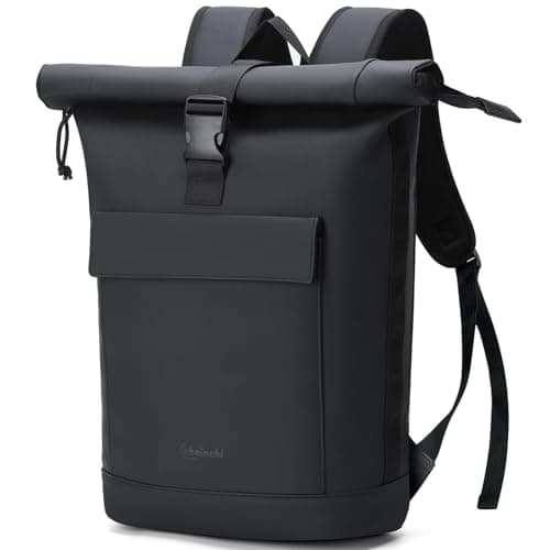 Lekeinchi Rolltop Backpack for Men and Women, Elegant Laptop Backpack, Waterproof with 17 Inch Laptop Compartment, Large Travel Backpack, Daypack, School Backpack for Travel, University (Black)
