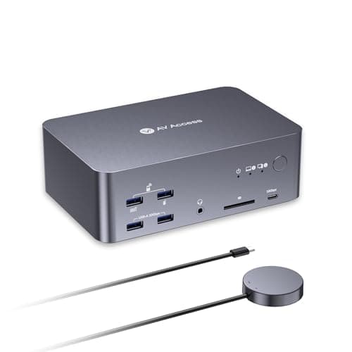 AV Access 8K KVM Switch 3 Monitors 2 Computers, Laptop + Desktop KVM Docking Station, 100W PD, GbE, 2xUSB 3.2 10Gbps USB C Hub, SD Reader & Remote Switcher for HP, Dell, Chromebook, PC, and More