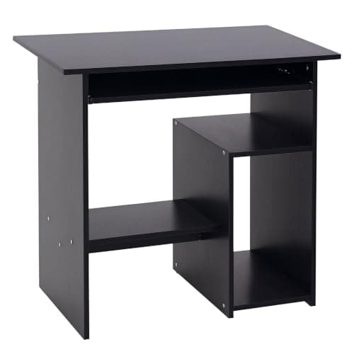 HOMCOM Compact Small Computer Table Study Desk Storage Shelf Black