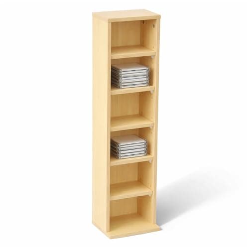 Oypla 6 Tier Beech Wooden CD DVD Game Book Shelf Storage Tower Rack