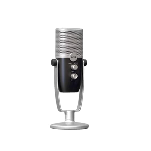 AKG Pro Audio Ara Professional USB-C Condenser Microphone, Dual Pattern Audio Capture Modes for Podcasting, Video Blogging, Gaming and Streaming, Blue & Silver | Dual-pattern USB condenser microphone with 24-bit/96kHz audio for podcasting, gaming and music production