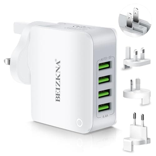 Travel Adapter 4 USB Universal Charger Plug Adaptor 22W 4.4A Multi Plug