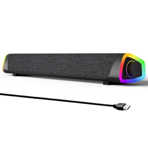 SOULION R30 Plus PC Speakers, USB Powered Wired Bluetooth Sound Bar, Gray