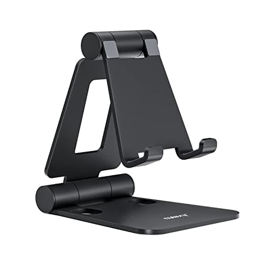 Nulaxy Full Aluminum Dual Folding Mobile Phone Stand for Desk, Black