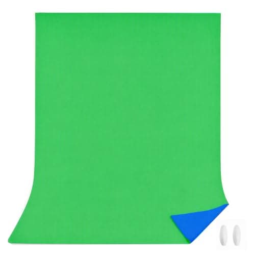 LENCARTA Green Screen Backdrop 1.5m x 2m (4.9ft x 6.6ft) Portable Green Screen Background Large Chromakey Muslin Collapsible Photography Backdrop with Blue Side, Live Streaming, Zoom Meeting, Gaming