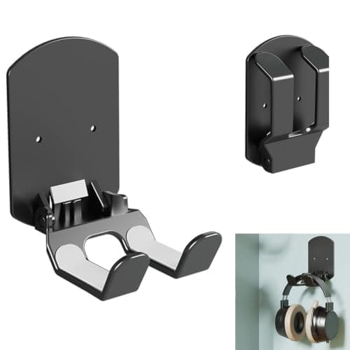 Headphone Hanger Holder Desk - Adhesive Headphone Hook Mount, Gaming Headset Hanger, Foldable Earphone Clip Clamp Stand, Universal Under-Desk Headphone' Holder for Home Office Game Room