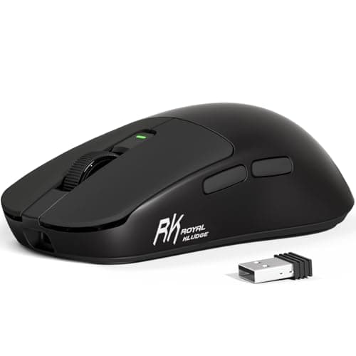 RK ROYAL KLUDGE MO3 Wireless Gaming Mouse 48g Lightweight PAW3809 Sensor, 6000 DPI, BT/2.4G/Wired PC Mice Rechargeable 650mAh Battery with Programmable Buttons and Silent Clicks for Laptop/Mac, Black