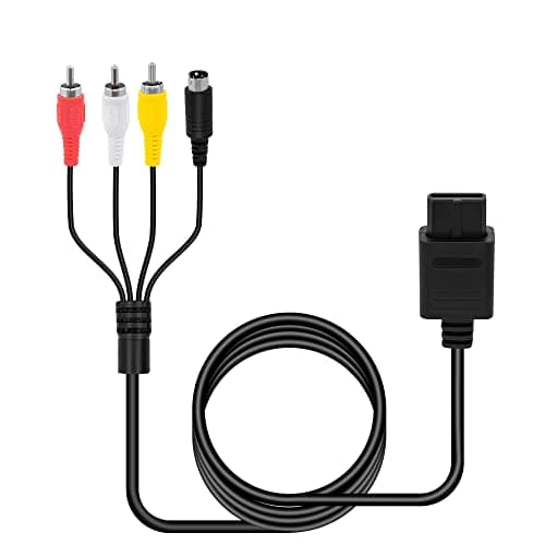 Mcbazel S Video AV Video Audio Cable Cord for Nintendo SNES N64 Gamecube PAL, N64 AV Cable-1.8M