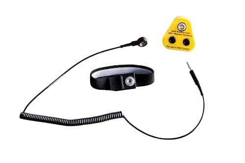Killstat Anti Static Wrist Strap Grounding Kit – Includes Adjustable Black ESD Wristband With 6ft Coiled Grounding Cable & UK Earth Plug for PC Building & Electronics Repair