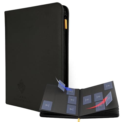 Card Guardian 9 Pocket Card Binder with Zipper, Black