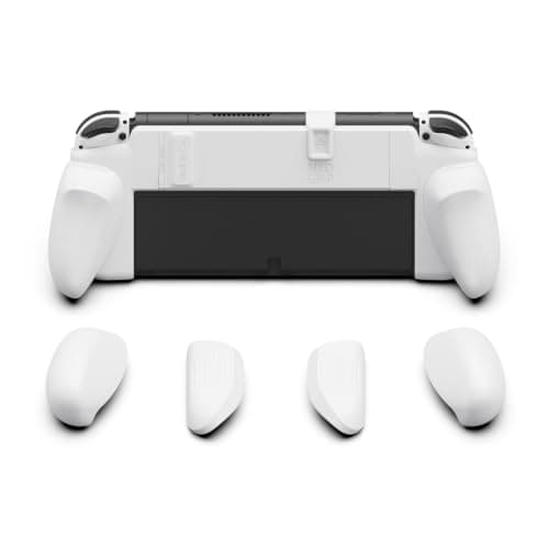 Skull & Co. NeoGrip for Nintendo Switch OLED and Regular Model: An Ergonomic Grip Hard Shell with Replaceable Grips [to fit All Hands Sizes] [No Carrying Case] - OLED White
